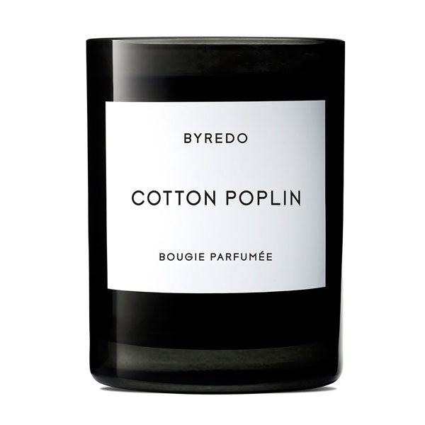 Byredo - Bougie Parfumée - Cotton Poplin Duftkerze mit luftig-frischem Aroma weißer Baumwolltextilien im schwarzen Glas