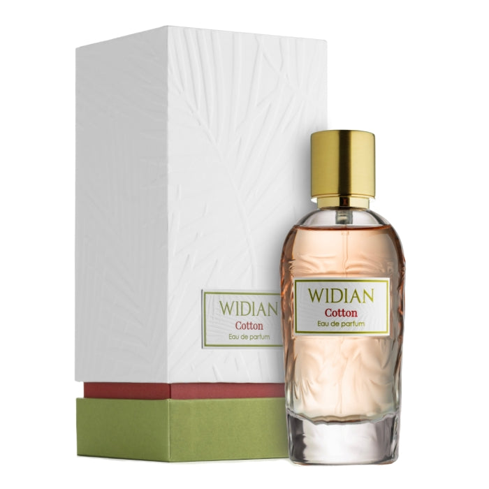 Widian - Rose Arabia Collection - Cotton Parfumflakon mit goldfarbenem Verschluss und edler Verpackung in Weiß und Grün