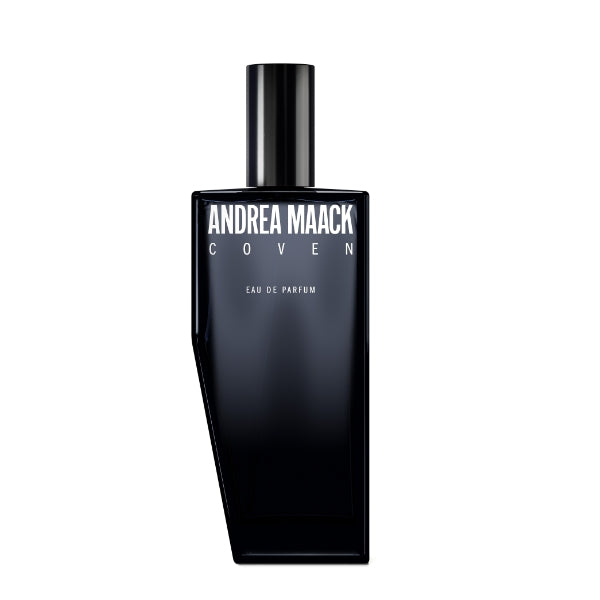 Andrea Maack Parfums - Coven Parfumflakon in tiefem Schwarz mit minimalistischer, moderner Typografie und klarer Linienführung
