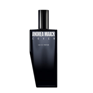 Andrea Maack Parfums - Coven Parfumflakon in tiefem Schwarz mit minimalistischer, moderner Typografie und klarer Linienführung