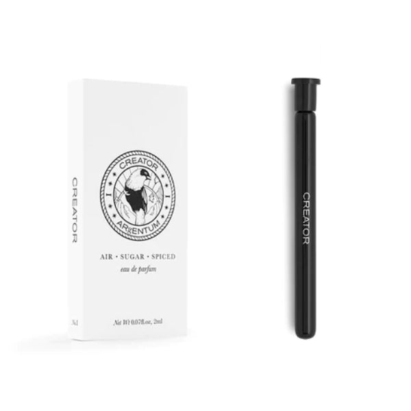 Argentum - Creator - Air schlanker schwarzer Duftroller mit weißer minimalistischer Verpackung und stilisiertem Logo
