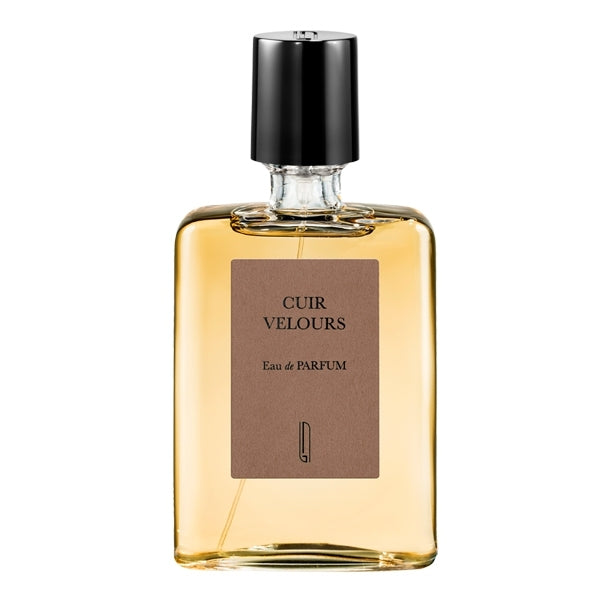 Naomi Goodsir - Cuir Velours Eau de Parfum in klarer Flasche mit braunem Etikett und schwarzem Verschluss elegant gestaltet