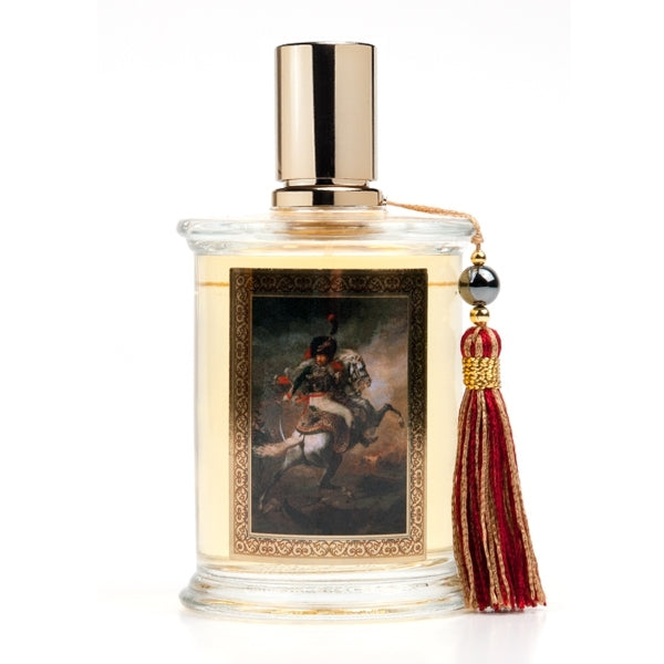 Parfums MDCI Paris - Masterpiece Collection - Cuir Cavalier Flakon mit kunstvollem Gemälde und rotem Quastenanhänger