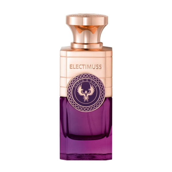 Electimuss - Cupid's Kiss Parfümflakon mit goldfarbenem Verschluss und violettem Glas in elegantem Design