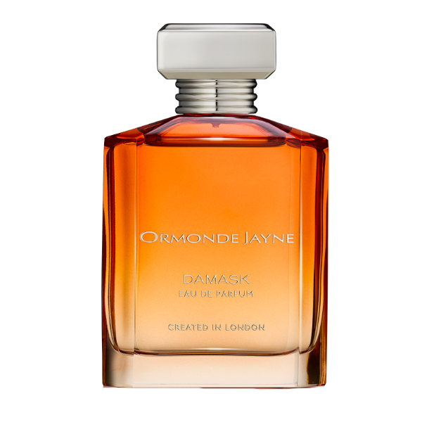 Ormonde Jayne - Damask Parfümflakon mit warm-orangem Glas und schlichtem, rechteckigem Verschluss in edlem Design
