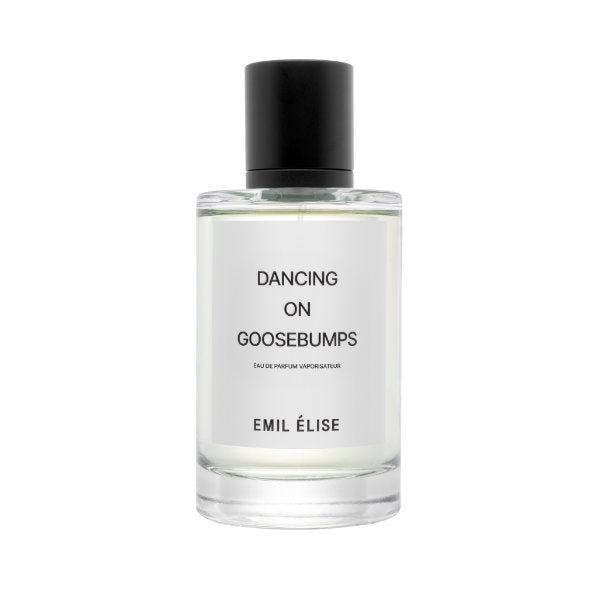 Emil Élise - dancing on goosebumps klarer Flakon mit schwarzem Verschluss und minimalistischem Etikett