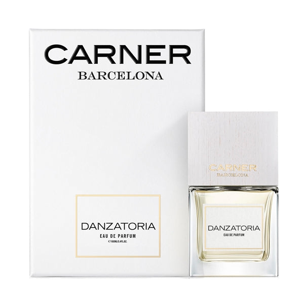 Carner Barcelona - Love Collection - Danzatoria Parfumflakon mit elegantem weißem Design und goldener Schriftzug