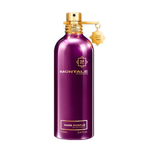 Montale - Dark Purple Parfumflakon in violettem Metallic mit goldfarbenem Verschluss und elegantem Design vor weißem Hintergrund