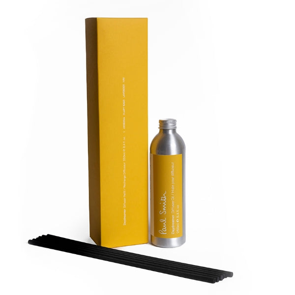 Paul Smith - Day Dreamer - Diffusor mit mattem Aluminiumflakon und gelber Verpackung, schwarze Duftstäbchen beigelegt