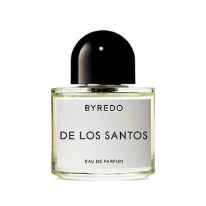 Byredo - De Los Santos Parfumflakon mit klarem Glas und schwarzem Verschluss vor weißem Hintergrund