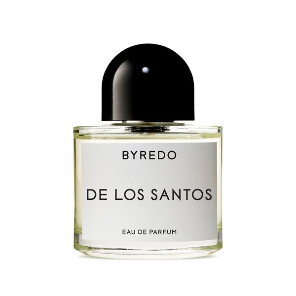 Byredo - De Los Santos Parfumflakon mit klarem Glas und schwarzem Verschluss vor weißem Hintergrund