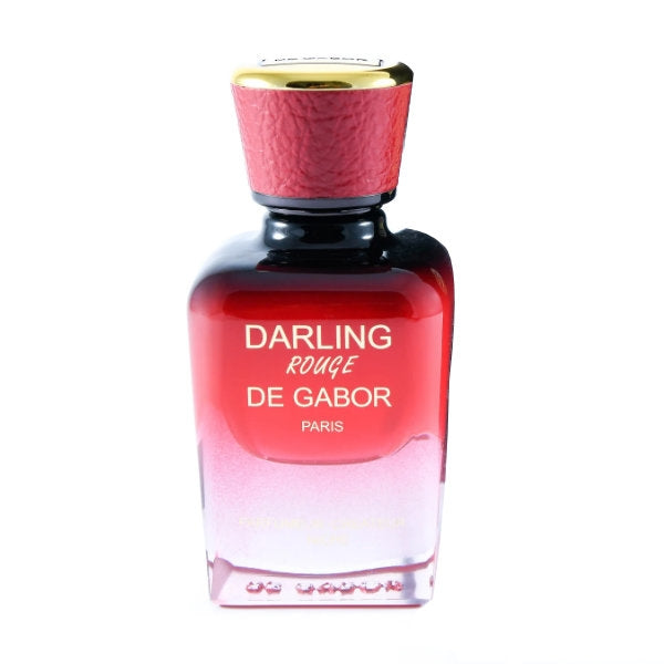 De Gabor - Darling Rouge zeigt eleganten Flakon mit rotem Degradé und goldfarbenem Verschluss in moderner Optik