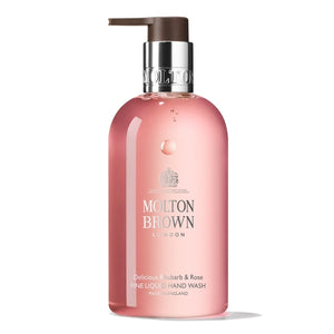 Molton Brown - Delicious Rhubarb & Rose Fine Liquid Hand Wash in edlem, zart rosafarbenem Spender mit metallischem Pumpspender