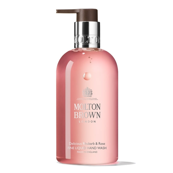 Molton Brown - Delicious Rhubarb & Rose Fine Liquid Hand Wash in edlem, zart rosafarbenem Spender mit metallischem Pumpspender