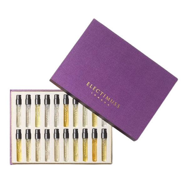 Electimuss - Discovery Set mit 18 kleinen Parfümproben in eleganter violetter Box für eine exklusive Duftreise