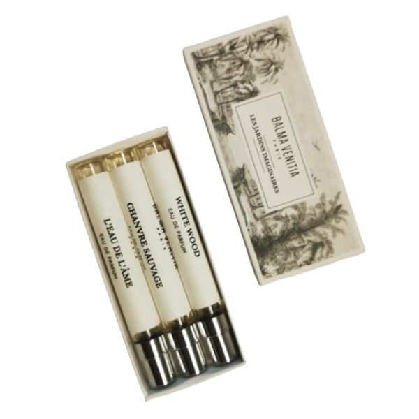 Balma Venitia - Discovery Set mit drei eleganten Parfümproben in stilvoller Box mit naturalistischem Design