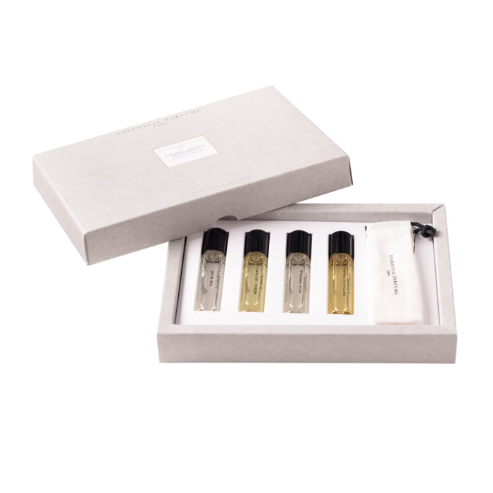 Essential Parfums - Travel Set - Voyage in a Bottle mit vier eleganten 10 ml Duftsprays und Beutel in edler Box