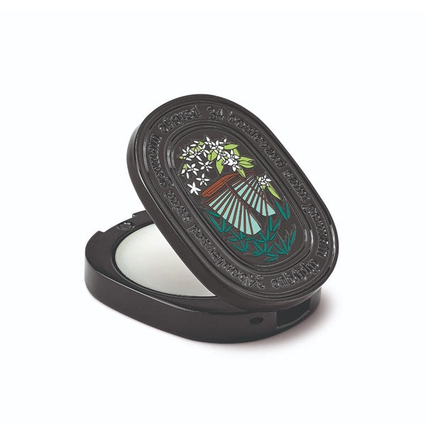 Diptyque - Do Son - Solid Perfume kompakte Duftdose mit floraler und exotischer Illustration auf dunklem Deckel
