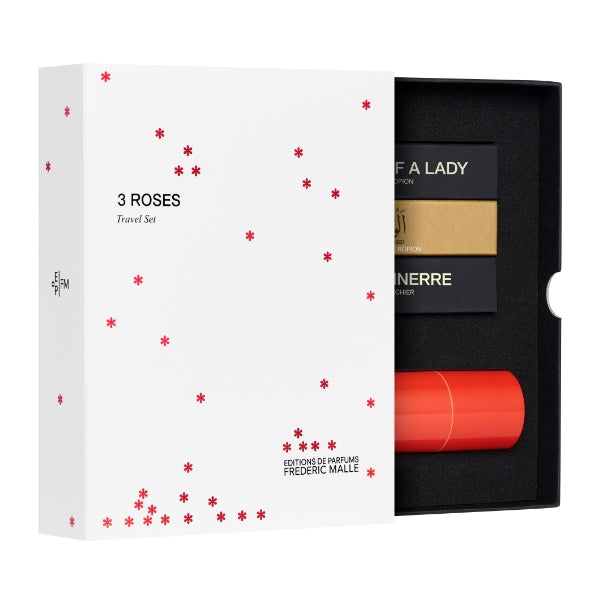 Frédéric Malle - 3 Roses Coffret mit drei Rosendüften und rotem Bakelit Travel Spray Case in eleganter Verpackung