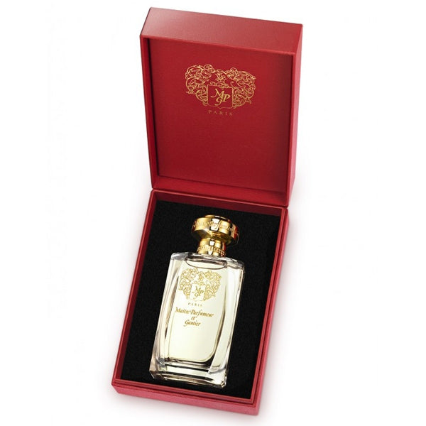 Maître Parfumeur et Gantier - Cuir Fétiche elegant präsentiert in rotem Etui mit goldfarbenem Verschluss und filigranem Label
