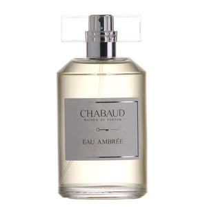 Chabaud - Eau Ambrée Parfumflakon mit transparentem Glas und silbernem Sprühkopf, schlicht und edel gestaltet
