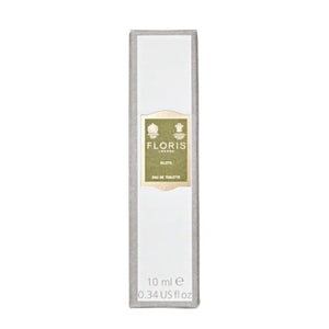 Floris - Elite elegante schlanke Verpackung in Weiß mit grünem Etikett und goldfarbenem Rahmen auf weißem Hintergrund