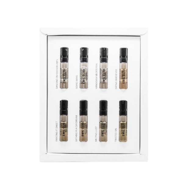 Emil Élise - Scent Gallery - Discovery Set mit acht Duftproben in schwarzem Pumpspray und minimalistischer weißer Verpackung