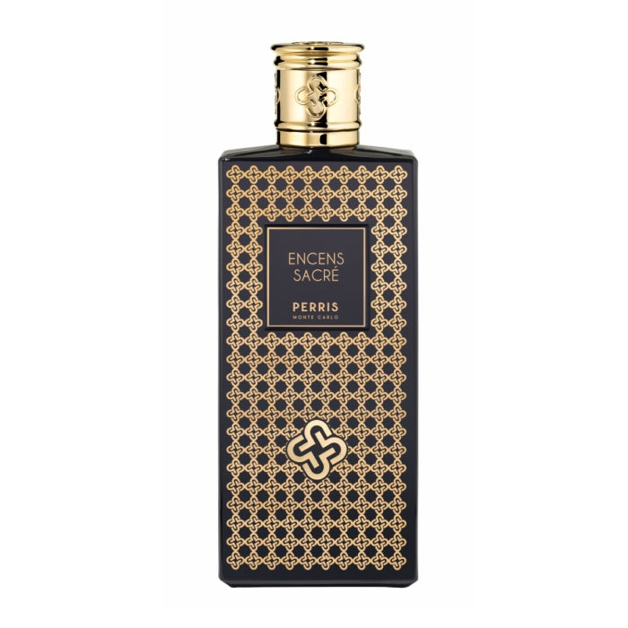 Perris Monte Carlo - Encens Sacré Flakon in Schwarz mit goldenem mystischem Muster und edlem Verschlussdesign
