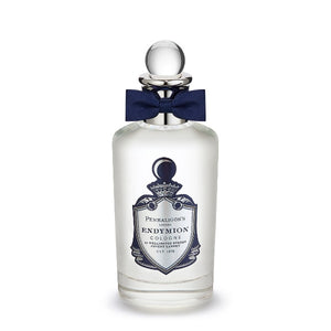 Penhaligon's - British Tales - Endymion Parfumflakon mit elegantem Schleifenband und silbernem Verschluss vor weißem Hintergrund