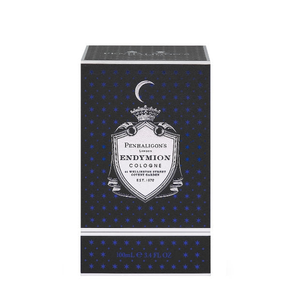 Penhaligon's - British Tales - Endymion Verpackung mit Sternenmuster und Mondsymbol vor weißem Hintergrund