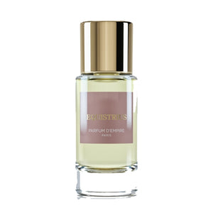 Parfum d'Empire - Equistrius Parfumflakon mit klarem Glas und goldenem Verschluss vor weißem Hintergrund