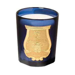 Trudon - Les Belles Matières - Estérel - Duftkerze im dunkelblauen Glas mit goldener Wappenverzierung
