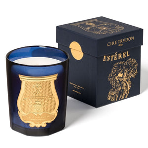 Trudon - Les Belles Matières - Estérel - Duftkerze in dunkelblauem Glas mit goldenem Wappen und Geschenkbox