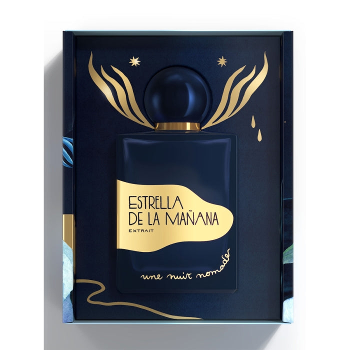 Une Nuit Nomade - Extraits de Voyage - Estrella de la Mañana Parfumflakon in tiefem Blau mit goldener Verzierung in edler Box