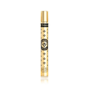 J.F. Schwarzlose Berlin - Etrango Parfumminiatur in goldfarbenem Design mit schwarzem Schriftzug und Logo auf der Vorderseite