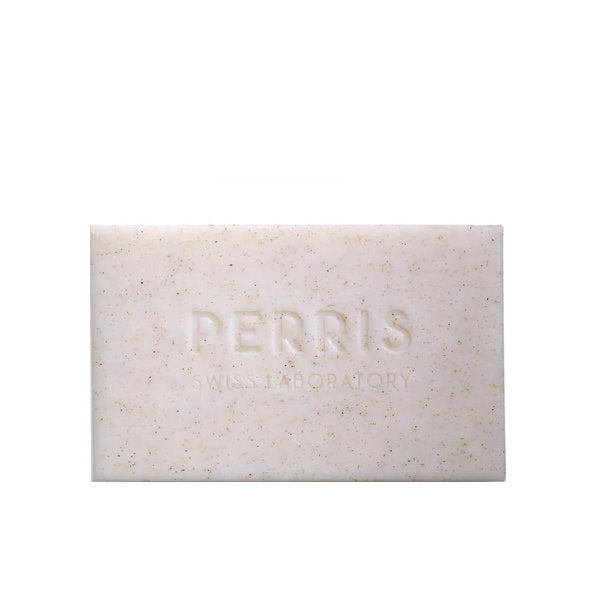 Perris Swiss Laboratory - Exfoliating Soap Bar weiße Seifenbar mit feiner Peeling-Struktur vor weißem Hintergrund
