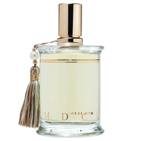 Parfums MDCI Paris - Fêtes Persanes klarer Flakon mit goldenem Verschluss und dekorativem Quastenanhänger vor weißem Hintergrund