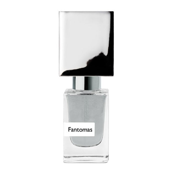 Nasomatto - Fantomas Parfumflakon mit glänzendem, rechteckigem schwarzem Verschluss und klarem Glasdesign
