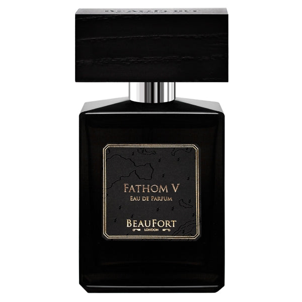 BeauFort London - Fathom V Parfümflakon in schwarzem Glas mit rechteckigem Deckel und elegantem Etikett