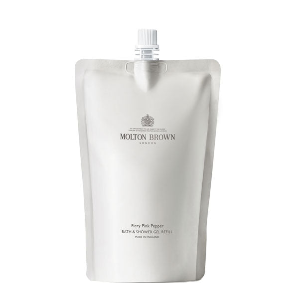 Molton Brown - Fiery Pink Pepper  Bath & Shower Gel - Refil Nachfüllpackung in minimalistischer weißer Verpackung