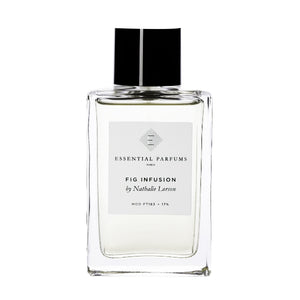 Essential Parfums - Fig Infusion klarer Flakon mit schwarzem Verschluss vor weißem Hintergrund