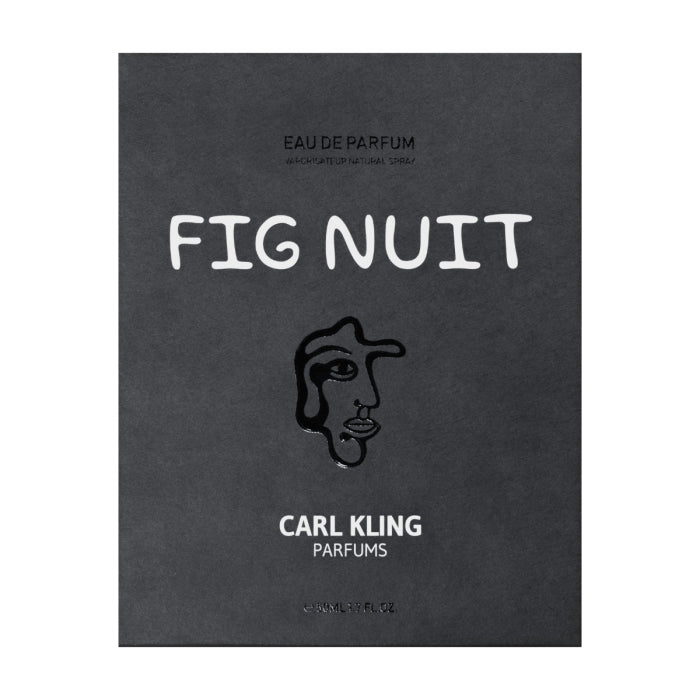Carl Kling Parfums - Fig Nuit Verpackung mit minimalistischem Gesichtsmotiv in Schwarz-Weiß und schlichtem Schriftzug