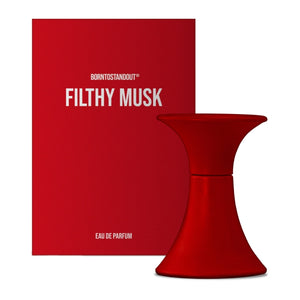 BORNTOSTANDOUT - Filthy Musk markanter roter Flakon mit passender roter Verpackung in kraftvollem Design