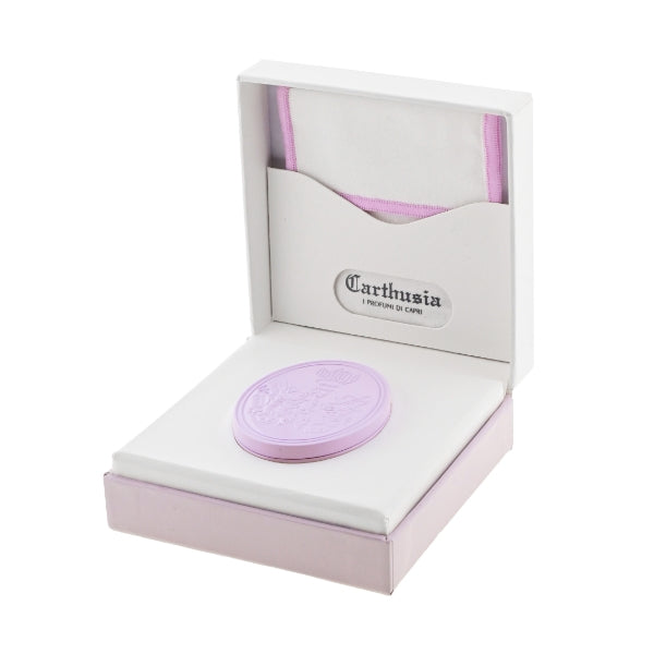 Carthusia - Fiori di Capri - Creme Parfum als zarter, fliederfarbener Duftstein in edler Geschenkbox mit Stofftuch