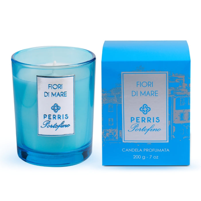 Perris Monte Carlo - Portofino - Fiori Di Mare - Duftkerze mit cremigem Aroma und eleganter blauer Glasverpackung