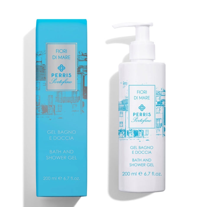 Perris Portofino - Fiori Di Mare - Bath & Shower Gel in weißem Spender mit blumigem Duft und sanfter Reinigung der Haut