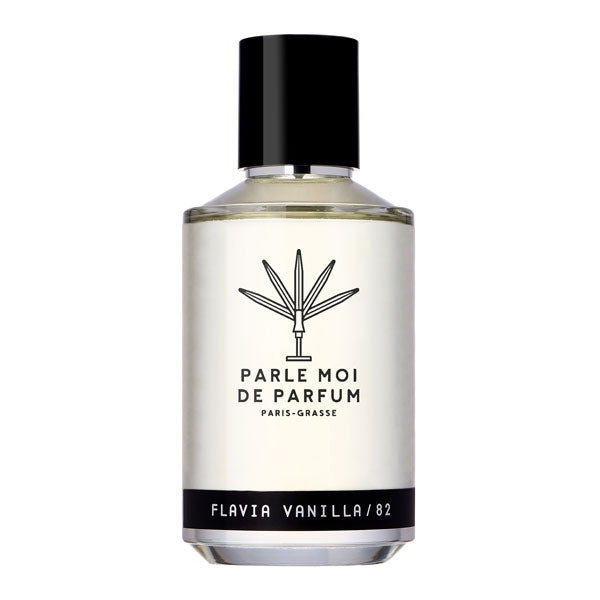 Parle Moi de Parfum - Flavia Vanilla / 82 klarer runder Flakon mit schwarzem Verschluss vor weißem Hintergrund