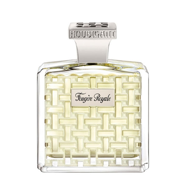 Houbigant - Collection Royale - Fougère Royale - Eau de Parfum Extrême Flakon mit gewebtem Muster und silbernem Verschluss vor weißem Hintergrund