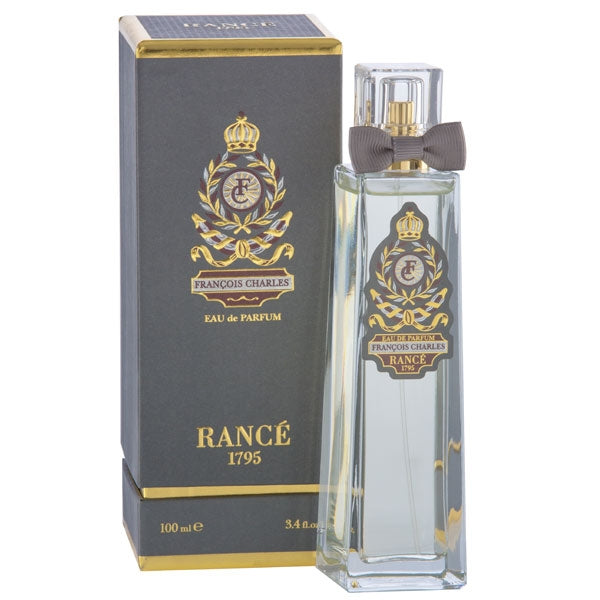 Rancé 1795 - Collection Impériale pour Homme - François Charles Parfumflakon mit goldener Verzierung und grauer Schleife neben eleganter Verpackung