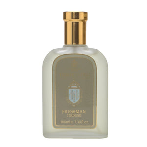 Truefitt & Hill - Freshman - Cologne Flakon 100ml mit mattem Glas und goldenem Verschluss vor weißem Hintergrund